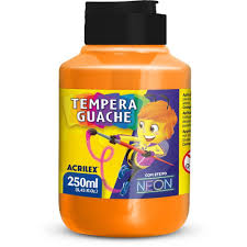 TINTA GUACHE 250 ML ACRILEX LARANJA NEON 7891153121901