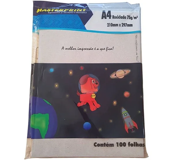 PAPEL SULFITE RECICLADO C/100F A-4 75G MASTERPRINT 7908229110438
