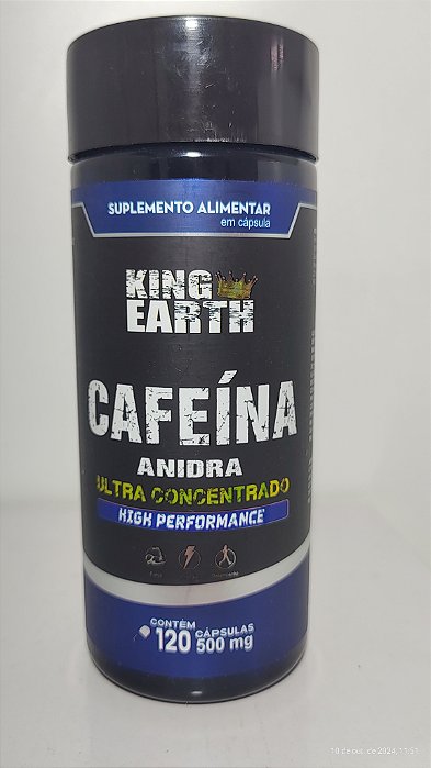 Cafeína Anidra - Ultra concentrado - High Performance - 120 Cápsulas / 500mg - King Earth
