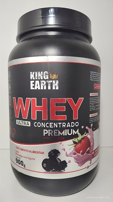 Whey Protein - King Earth - Ultra Concentrado - Sabor Morango Com Iogurte - 900g - Premium