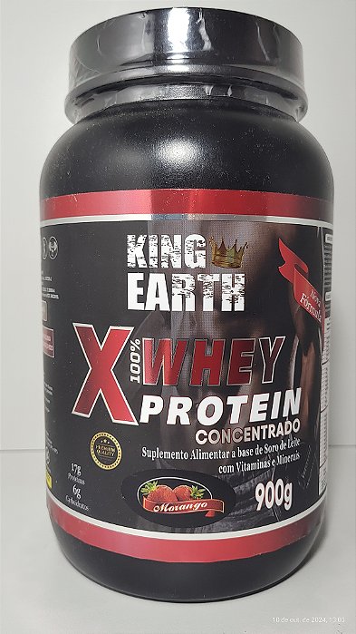 Whey Protein - King Earth - Concentrado - Sabor Morango - 900g