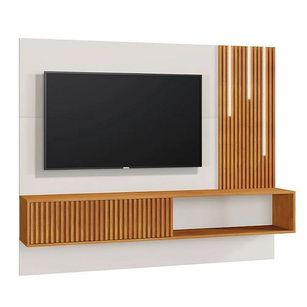 Painel Roma Ripado Para Tv 55" 1,80 Naturalle / Off White