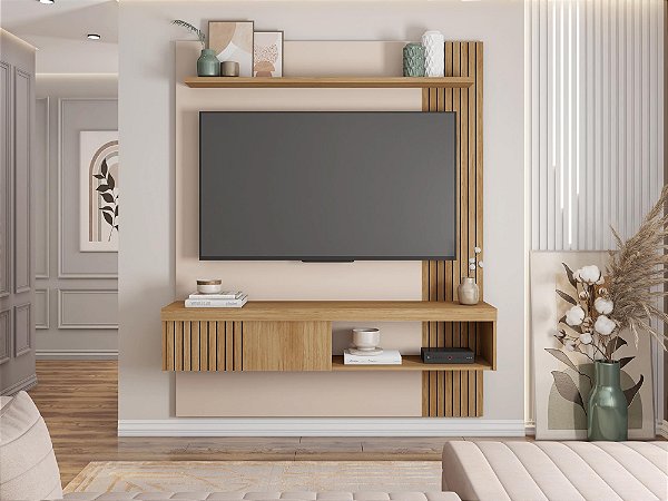 Painel para Tv até 55 Polegadas Jade 1.50 Off White com Freijó