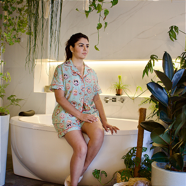 Pijama Americano Curto Gatinhos