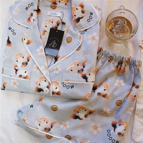 Pijama Americano Curto Vaquinhas