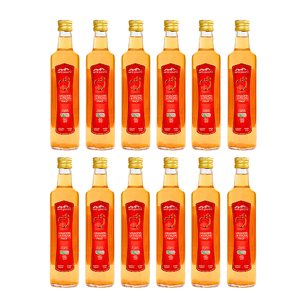 Kit 12 Vinagre De Maçã Orgânico Acidez 4% Serra Gaúcha 500 ml