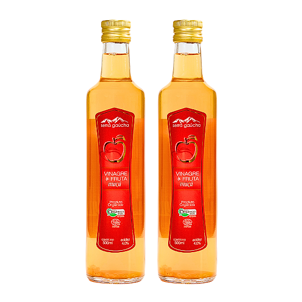 Kit 2 Vinagre De Maçã Orgânico Acidez 4% Serra Gaúcha 500 ml