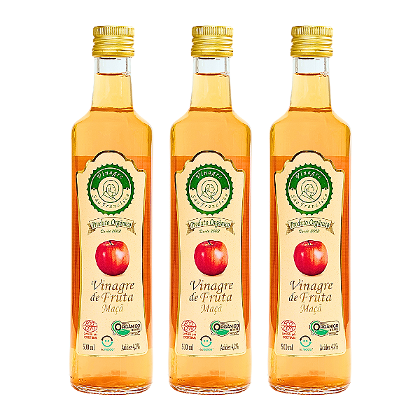 Kit 3 Vinagre De Maçã Orgânico Acidez 4,2% São Francisco 500 ml