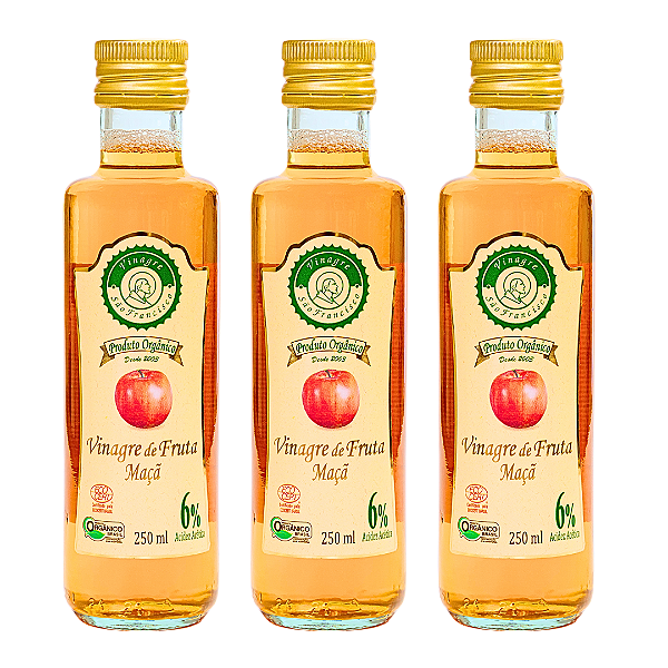 Kit 3 Vinagre De Maçã Orgânico Acidez 6% São Francisco 250 ml