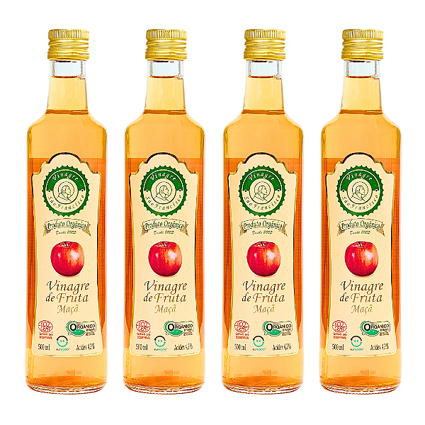 Kit 4 Vinagre De Maçã Orgânico Acidez 4,2% São Francisco 500 ml