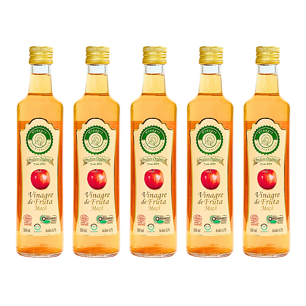 Kit 5 Vinagre De Maçã Orgânico Acidez 4,2% São Francisco 500 ml