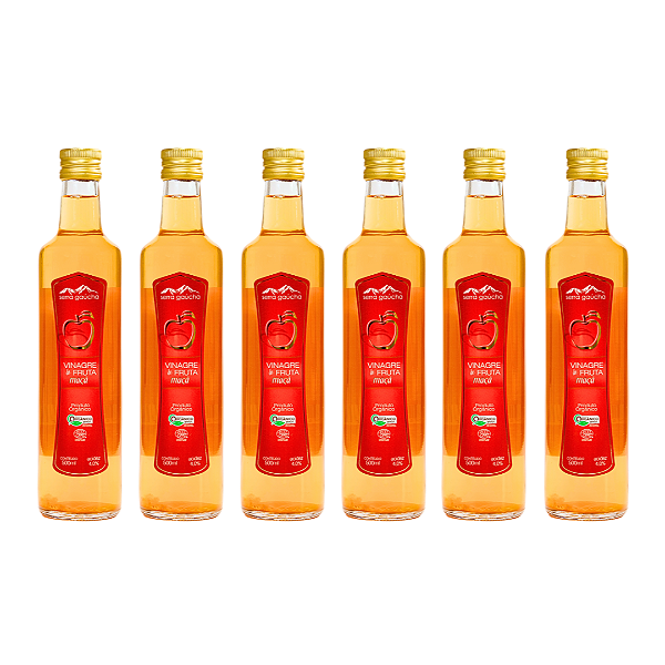 Kit 6 Vinagre De Maçã Orgânico Acidez 4% Serra Gaúcha 500 ml