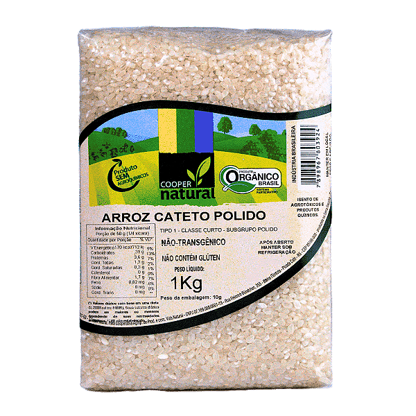 Arroz Cateto Polido Orgânico À Vácuo Coopernatural 1 kg
