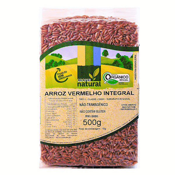 Arroz Vermelho Integral Orgânico À Vácuo Coopernatural 500 g