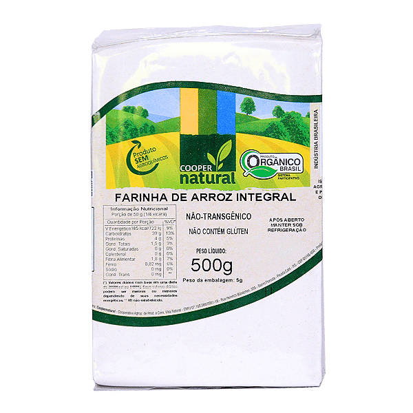 Farinha De Arroz Integral Orgânico À Vácuo Coopernatural 500 g
