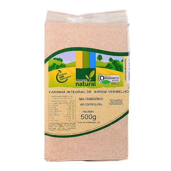Farinha De Arroz Vermelho Integral Orgânico À Vácuo Coopernatural 500 g