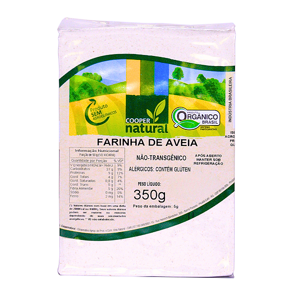 Farinha de Aveia Orgânica À Vácuo Coopernatural 350 g