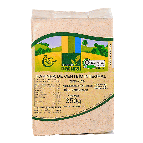 Farinha De Centeio Integral Orgânico À Vácuo Coopernatural 350 g