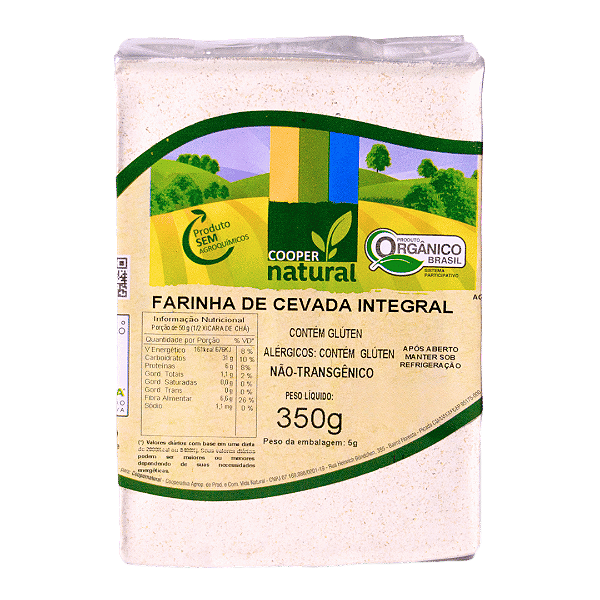 Farinha De Cevada Integral Orgânica À Vácuo Coopernatural 350 g