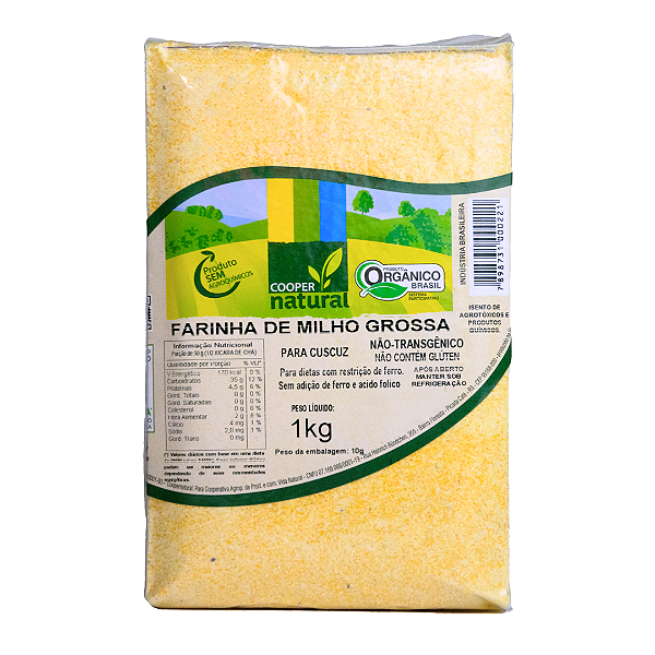 Farinha de Milho Amarela (Cuscuz) Orgânica À Vácuo Coopernatural 1 kg