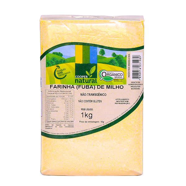 Farinha de Milho Amarela (Fubá) Orgânica À Vácuo Coopernatural 1 kg