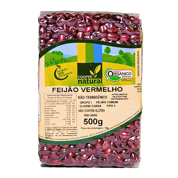 Feijão Vermelho Orgânico À Vácuo Coopernatural 500 g