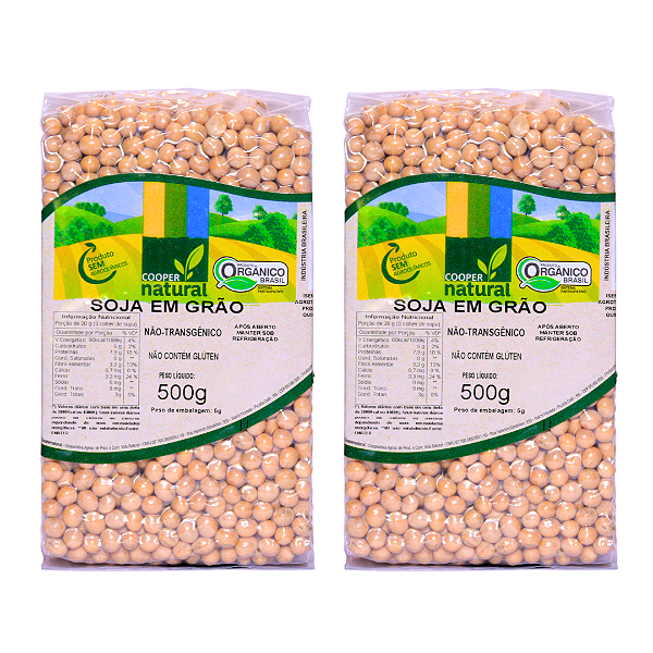 Kit 2 Soja Em Grãos Orgânica À Vácuo Coopernatural 500 g