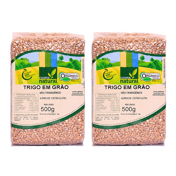 Kit 2 Trigo Em Grãos Orgânico À Vácuo Coopernatural 500 g