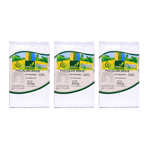 Kit 3 Polvilho Doce Orgânico À Vácuo Coopernatural 500 g