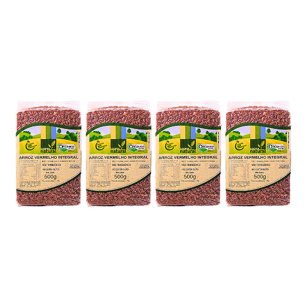 Kit 4 Arroz Vermelho Integral Orgânico À Vácuo Coopernatural 500 g