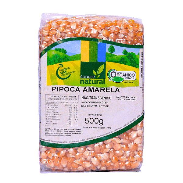 Milho de Pipoca Amarela Orgânica À Vácuo Coopernatural 500 g