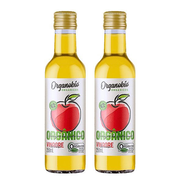 Kit 2 Vinagre De Maçã Orgânico Acidez 4,2% Organobío 250 ml