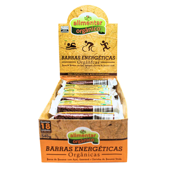 Barra Energética de Banana Orgânica Alimentar Display 18x30 g