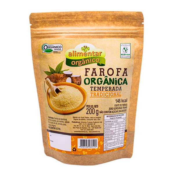 Farofa Temperada Tradicional Orgânica Alimentar 200 g