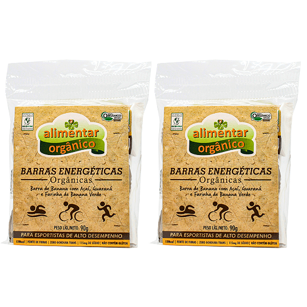 Kit 2 Barra Energética de Banana Orgânica Alimentar Pacote 3x30 g