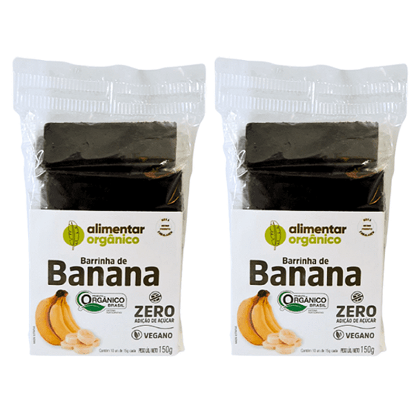 Kit 2 Barrinha de Banana Sem Adição de Açúcar Orgânica Alimentar 150 g