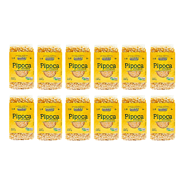 Kit 12 Pipoca Orgânica Alto Vácuo Ecobio 500 g