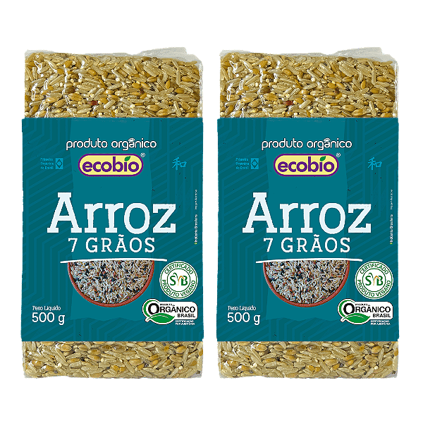 Kit 2 Arroz 7 Grãos Orgânico Alto Vácuo Ecobio 500 g
