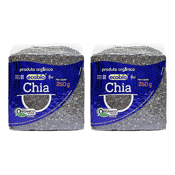 Kit 2 Chia Em Grãos Orgânica Alto Vácuo Ecobio 250 g