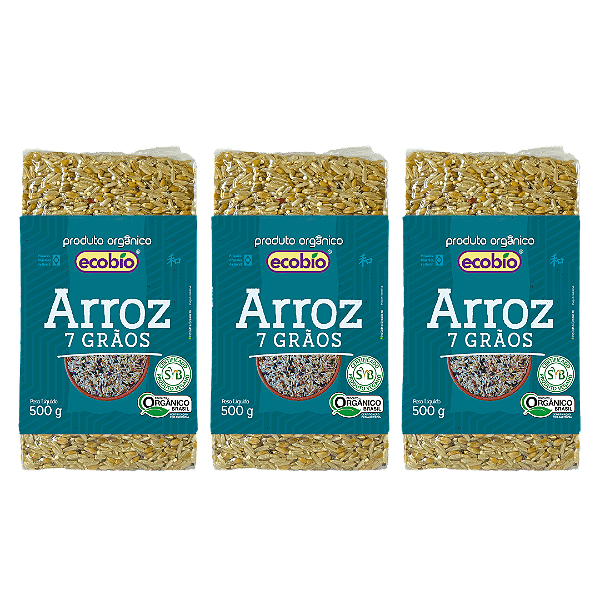 Kit 3 Arroz 7 Grãos Orgânico Alto Vácuo Ecobio 500 g