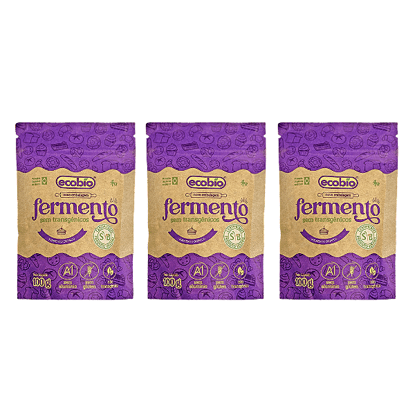 Kit 3 Fermento Químico Não Transgênico Ecobio 100 g