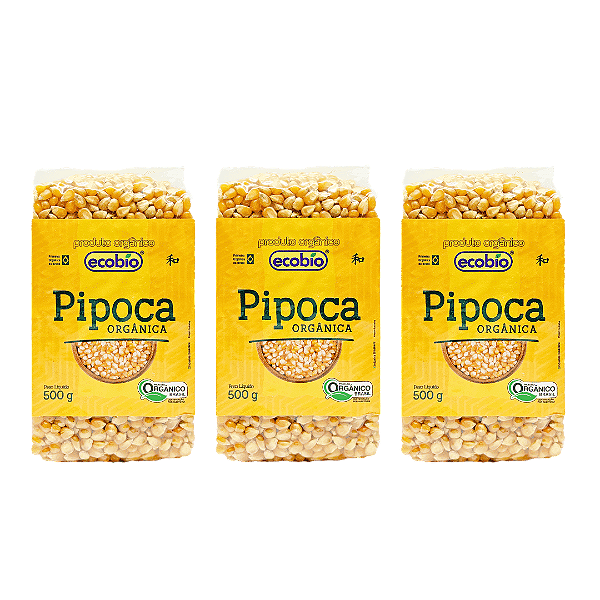 Kit 3 Pipoca Orgânica Alto Vácuo Ecobio 500 g