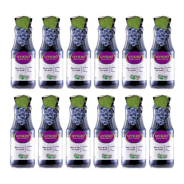 Kit 12 Suco De Uva Bordô Integral Orgânico Uva´Só 300 ml