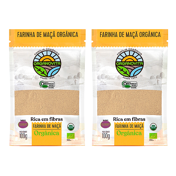 Kit 2 Farinha De Maçã Orgânica Organovita 100 g