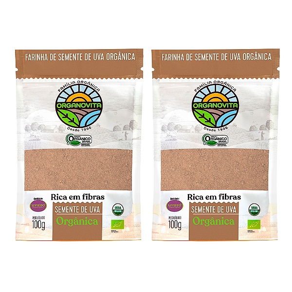 Kit 2 Farinha De Semente De Uva Orgânica Organovita 100 g