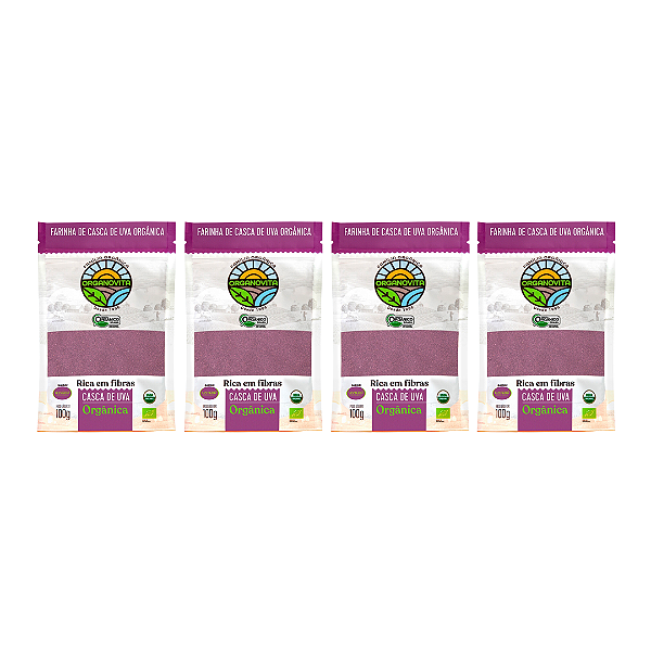 Kit 4 Farinha De Casca De Uva Orgânica Organovita 100 g