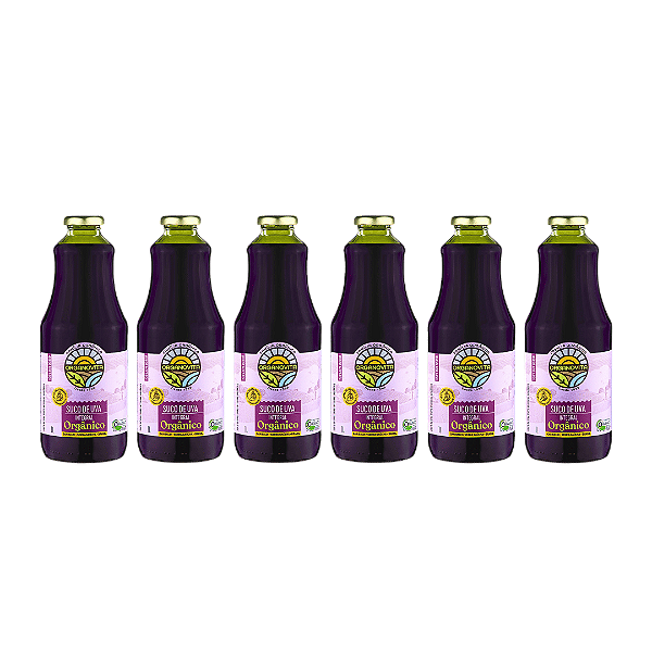 Kit 6 Suco De Uva Bordô Integral Orgânico Organovita 1 L