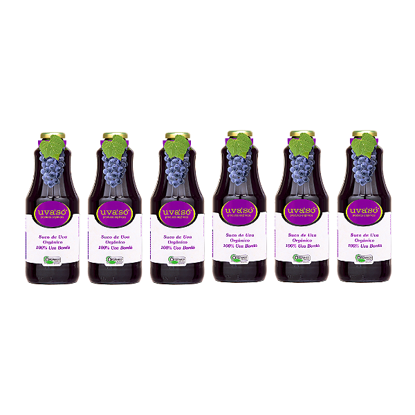 Kit 6 Suco De Uva Bordô Integral Orgânico Uva´Só 1 L