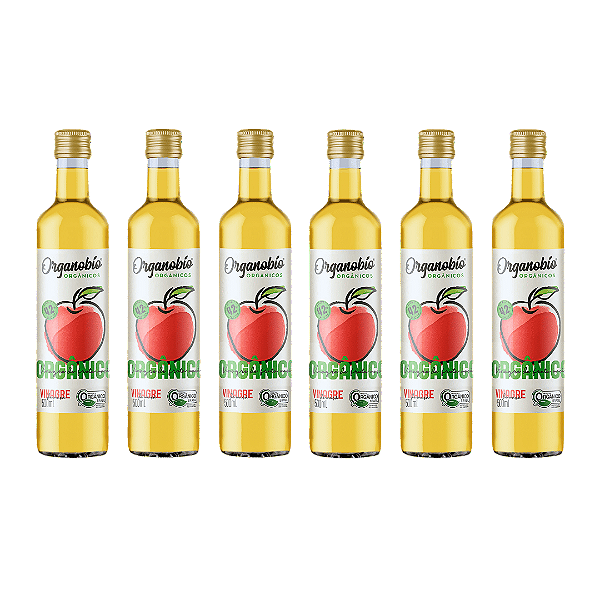 Kit 6 Vinagre De Maçã Orgânico Acidez 4,2% Organobío 500 ml