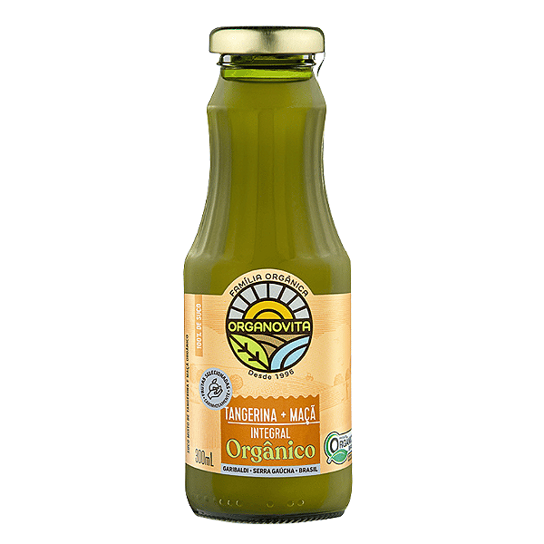 Suco De Tangerina Com Maçã Integral Orgânico Organovita 300 ml